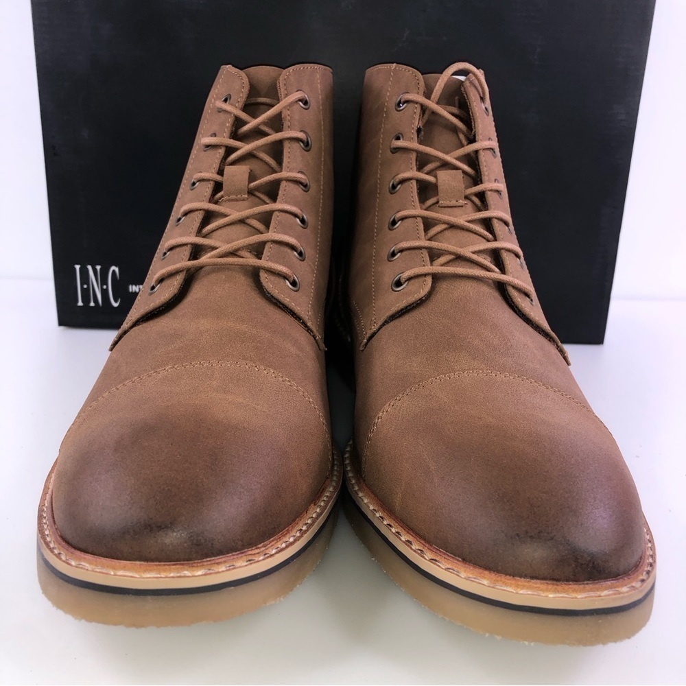 INC International Concepts Men's Tristan Faux Suede Lace Up Boots Tan 11.5M New - Picture 4 of 8